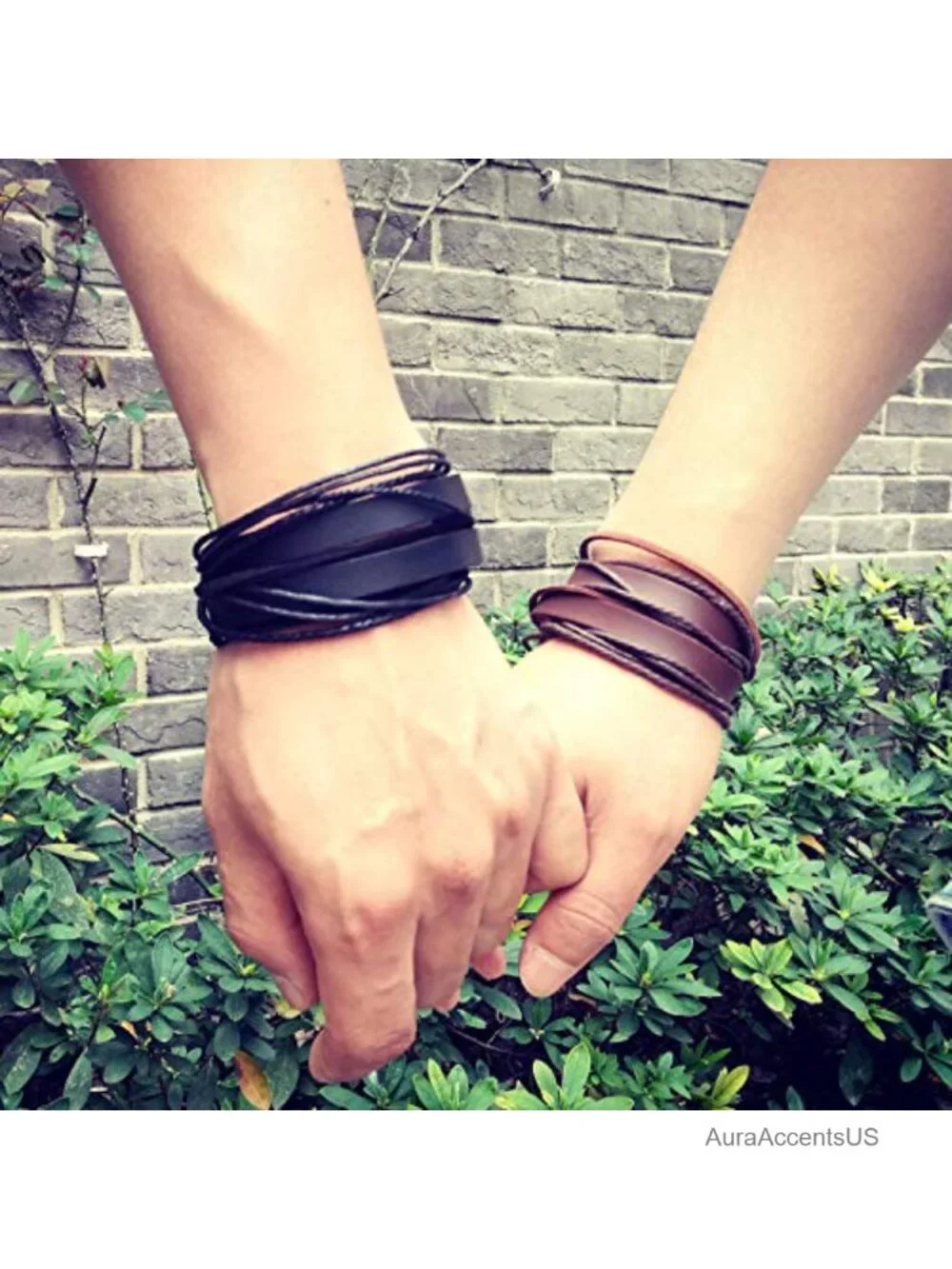 Genuine Leather Multilayer Adjustable Bracelet Cuff Wrap
